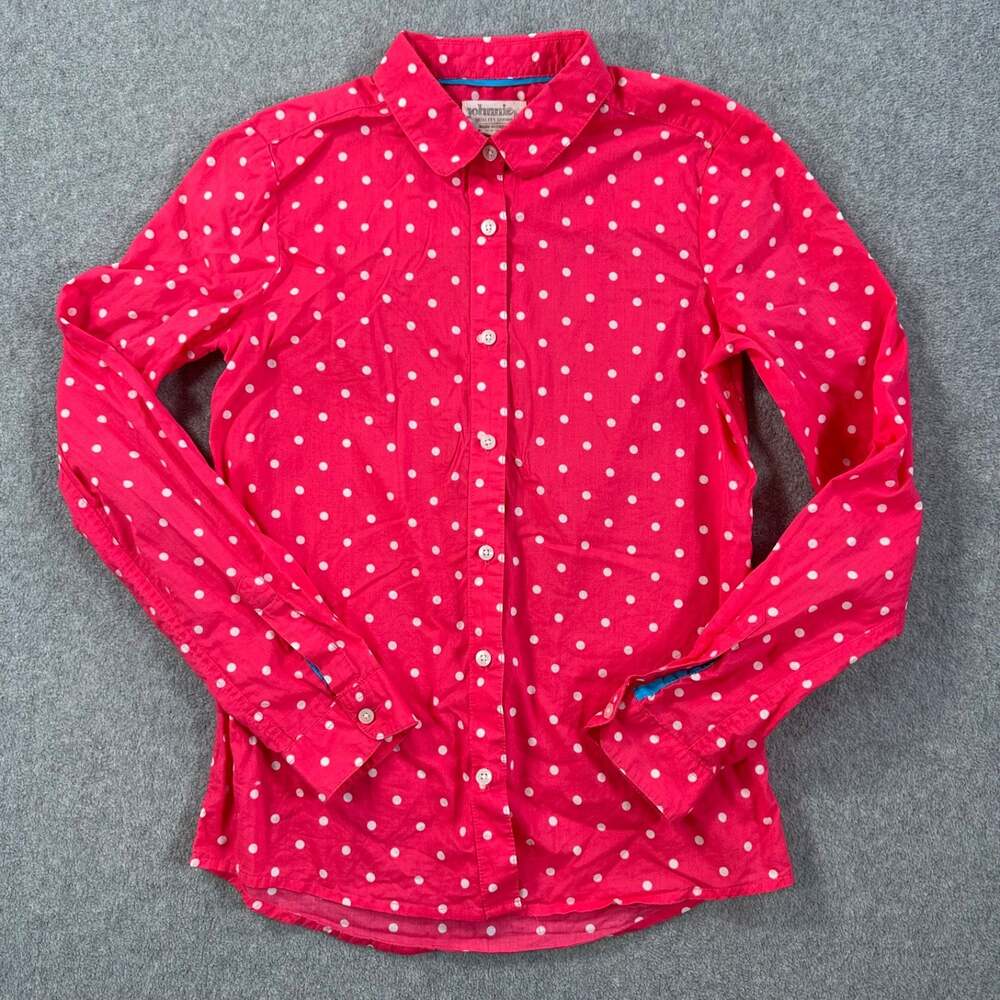Johnnie B Quality Goods Pink Polka Dot Button Down Blouse Girls 11/12 Long Sleev